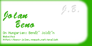 jolan beno business card